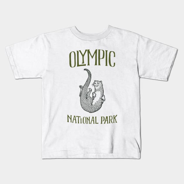 Olympic National Park: Falling Otter Kids T-Shirt by calebfaires